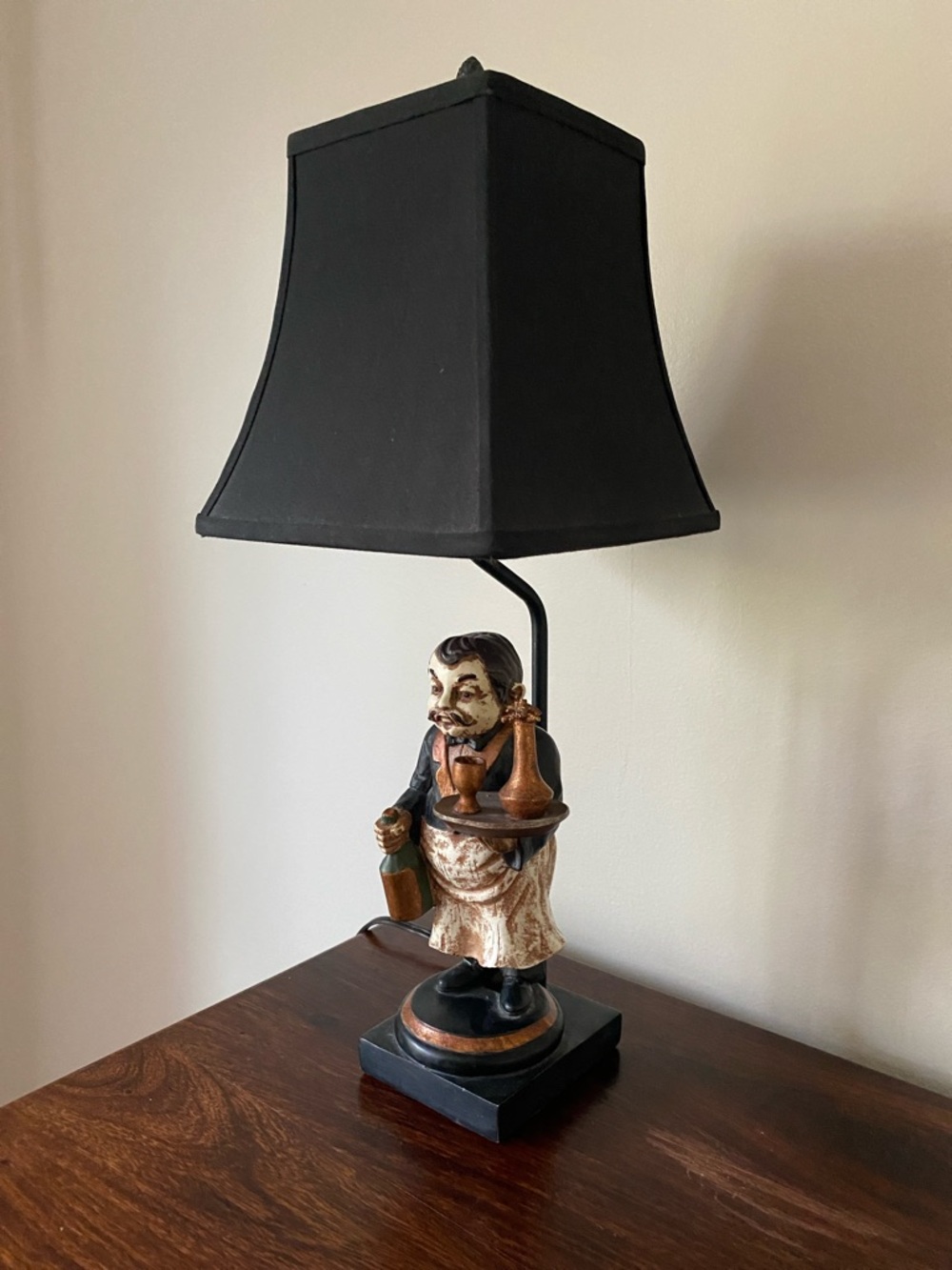 Vintage Server Table Lamp in Black and Brown • 22” high - Picture 7 of 7